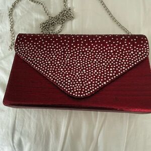 Elegant Red Clutch with Chain Strap